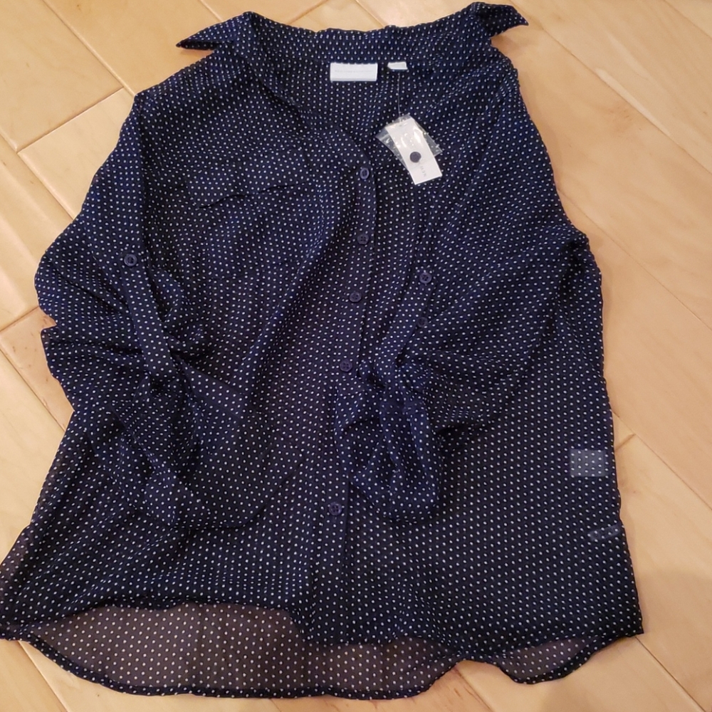 navy button up